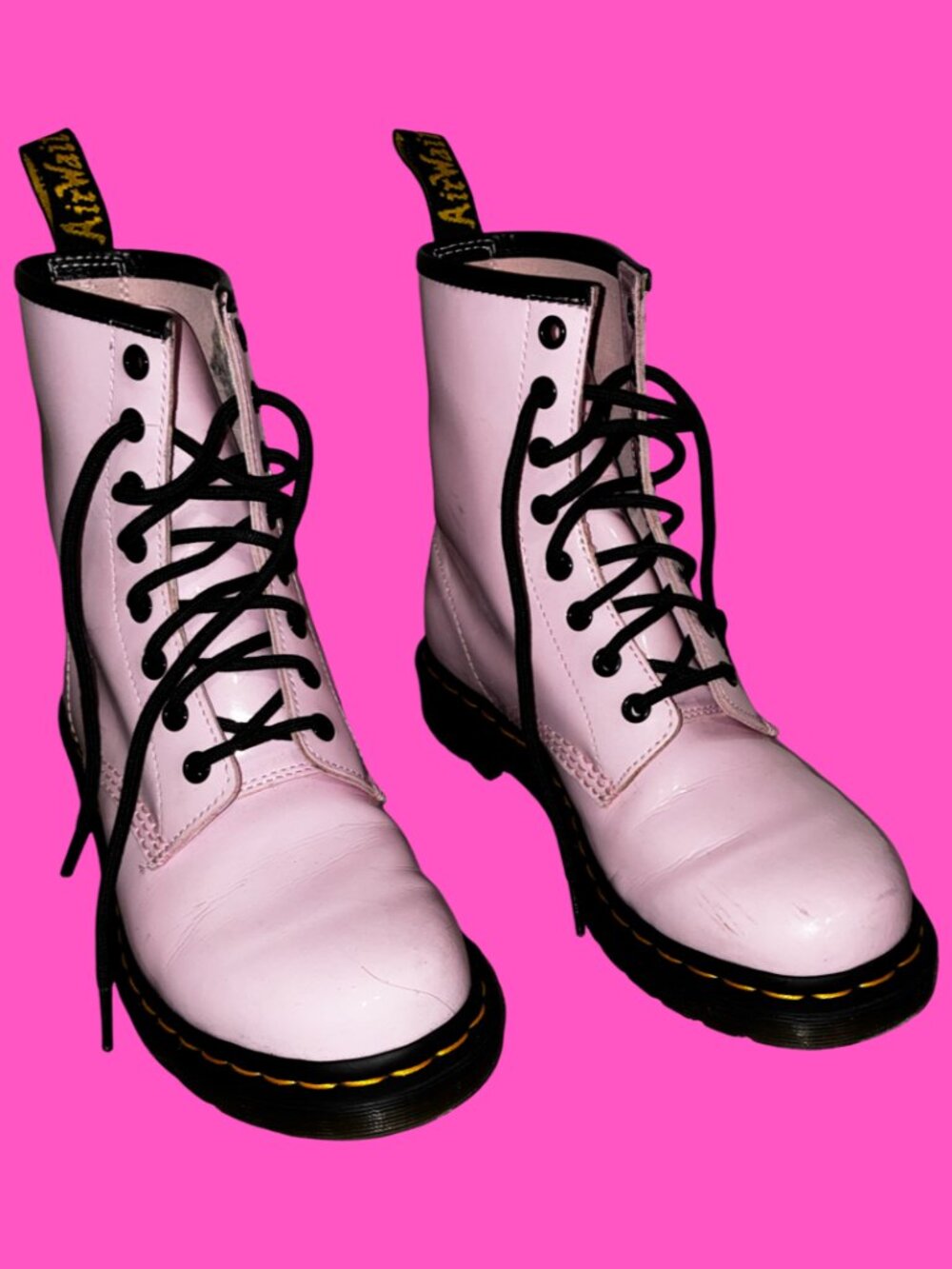 Sz.8*Doc Martens*Pink Patent Leather Combat Boots